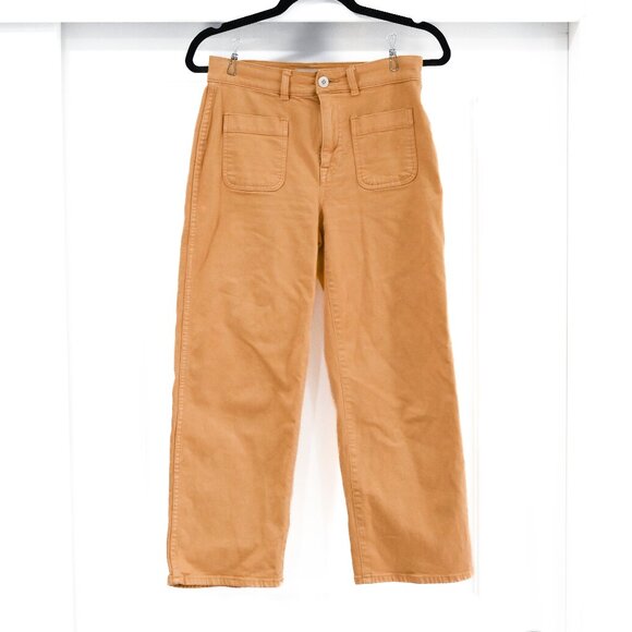 Madewell Size 25 Petite Emmett 2.0 Wide-Leg Crop Pants in Distressed Yellow - Picture 2 of 8